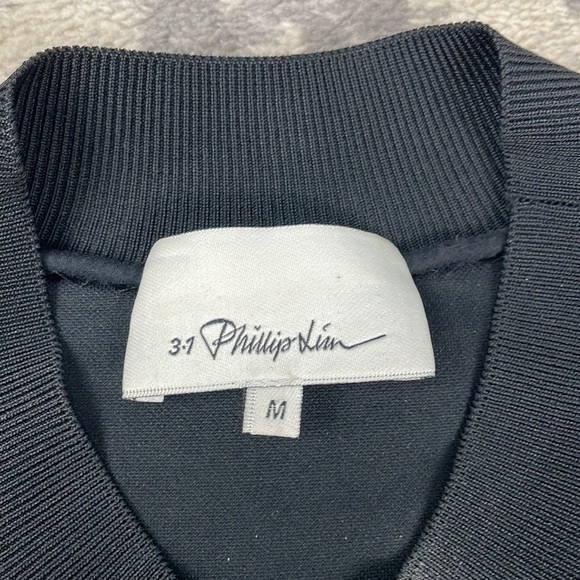 3.1 Phillip Lim Navy Blue and Black Dress Mock Neck Sleeveless Jacquard Sz M - Picture 6 of 12